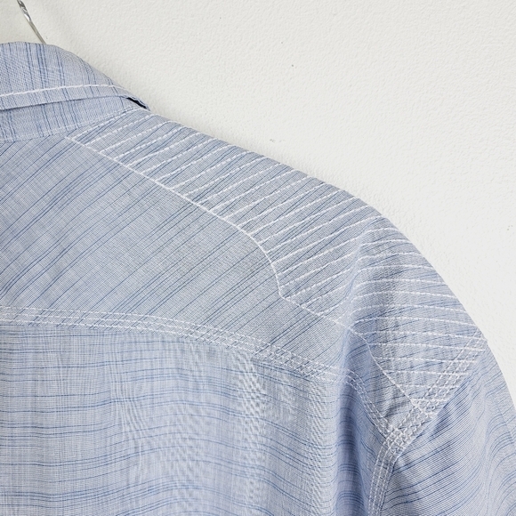 Buckle Black Athletic Fit Light Blue Short Sleeve Button Front Men's Shirt XXL - Picture 6 of 10